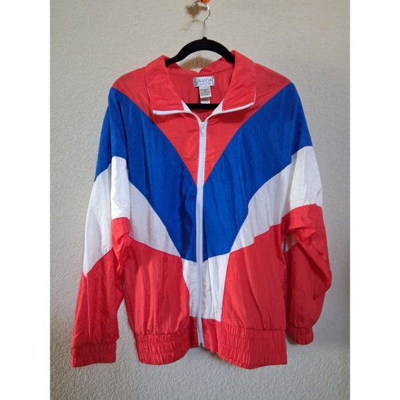 Vintage Lavon Windbreaker 80s-90s Retro Color Block Zipper Jacket M Patriot - Picture 4 of 14